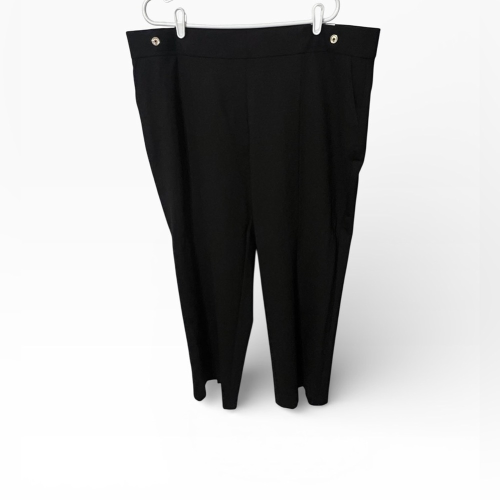 Anne Klein High Rise Pants Plus Size 3X Pull On Trousers Inseam 31” Black